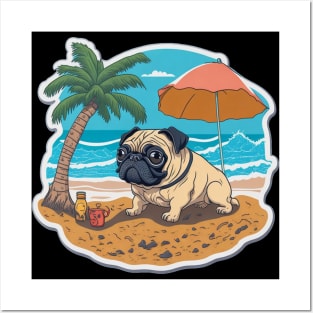 Pug on vacation Posters and Art